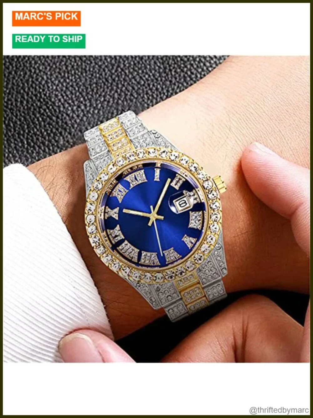 Unisex Crystal Diamond Watch Stainless Steel Quartz Analog Big Face Wrist Watch